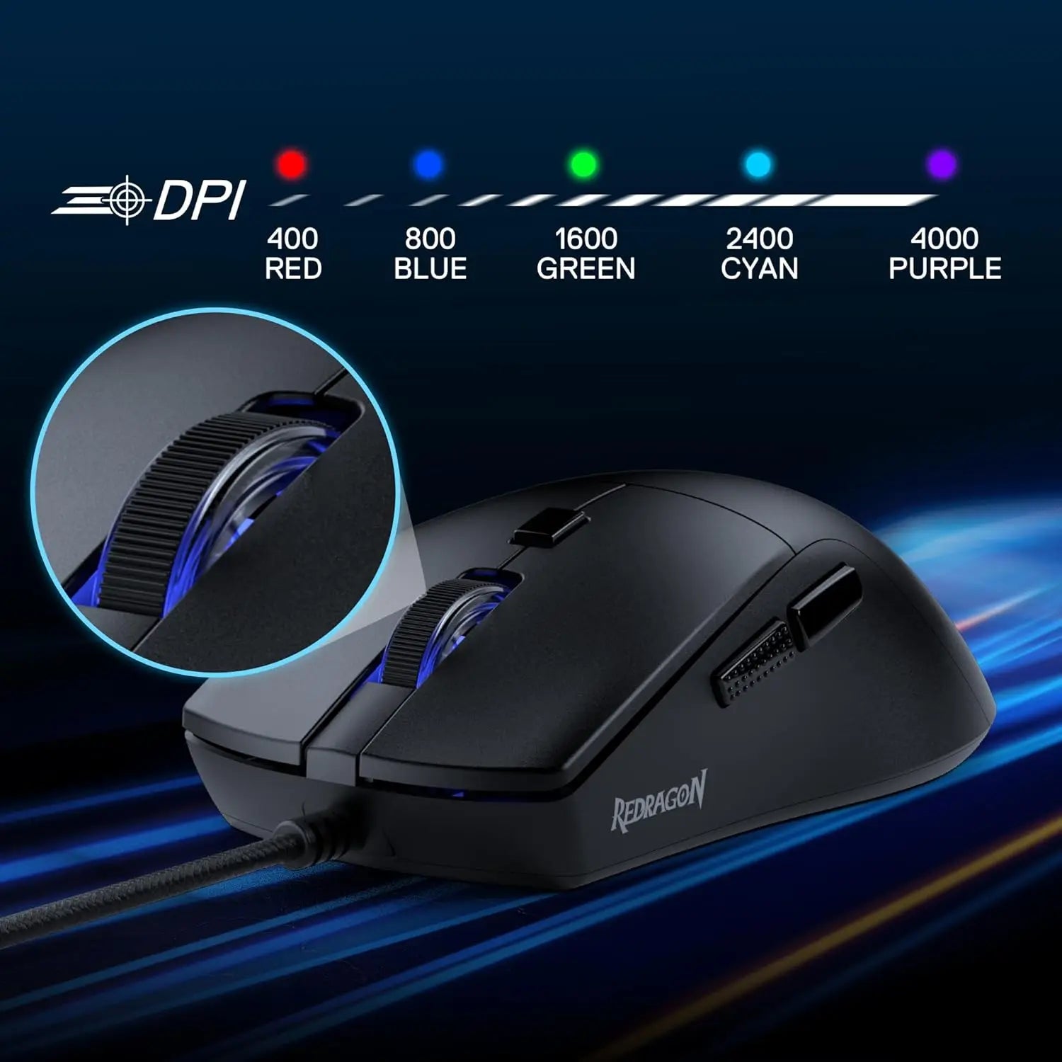 Redragon 618 Wired Gaming 10000 DPI Optical Ergonomic 6 Programmable Buttons, 84G Ultra Lightweight Mouse
