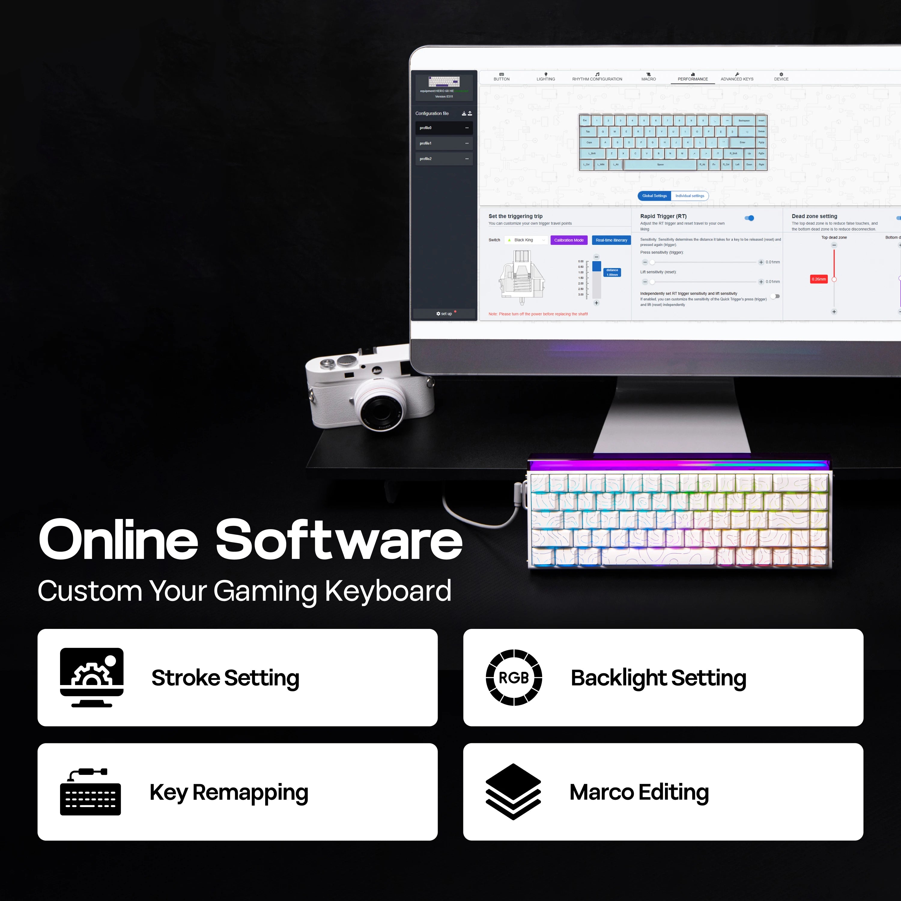 AULA Hero68 HE 65% ANSI US Layout Hot-Swap Wired Magnetic Gaming Keyboard 8kHZ Rapid Hall Effect Switch RGB Backlight Light Box