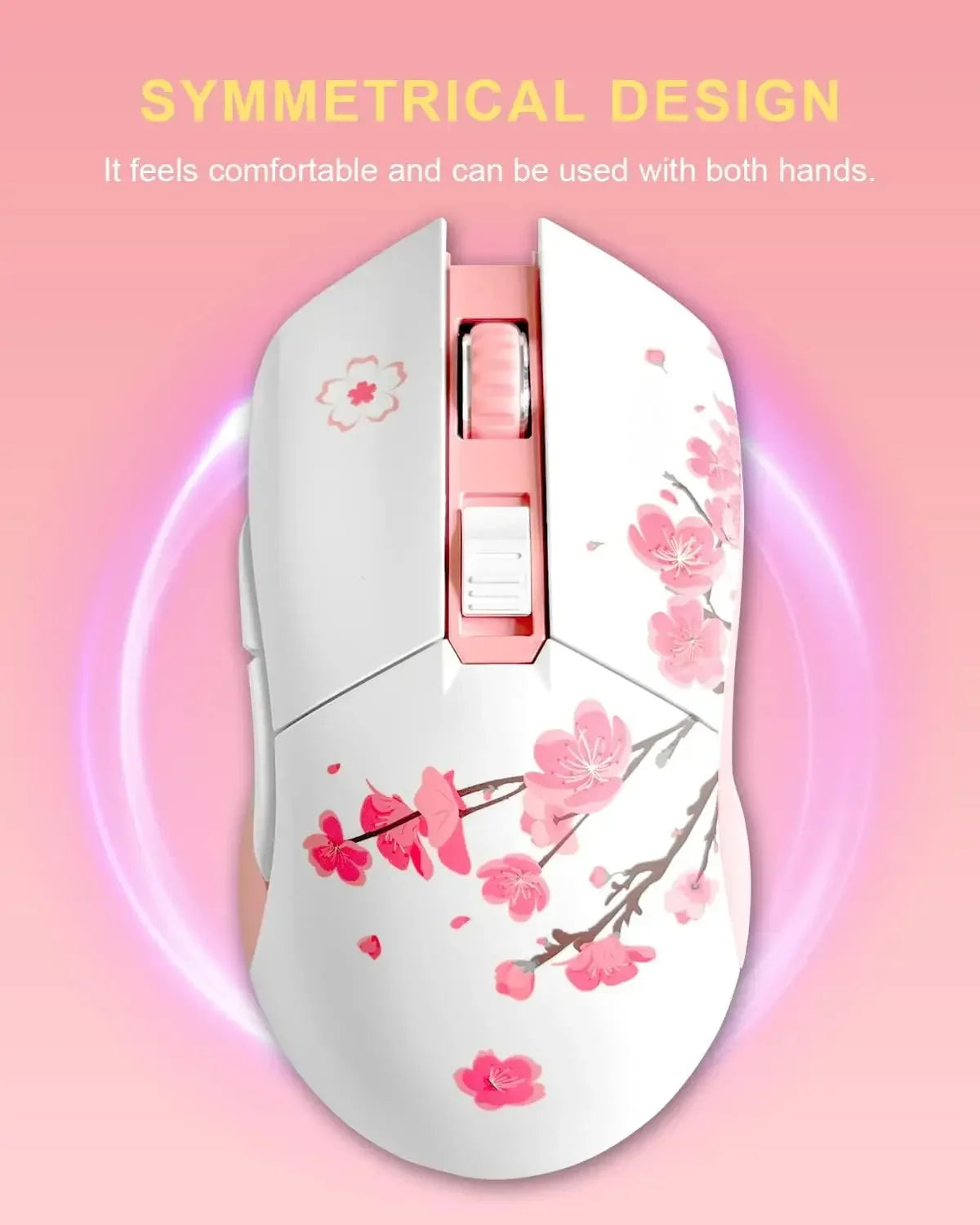 DAREU Sakura Pink Wireless Wired Gaming Mouse Dual-Mode Rechargeable 7 Buttons DPI RGB and 7 Adjustable DPI for PC Notebook Mac