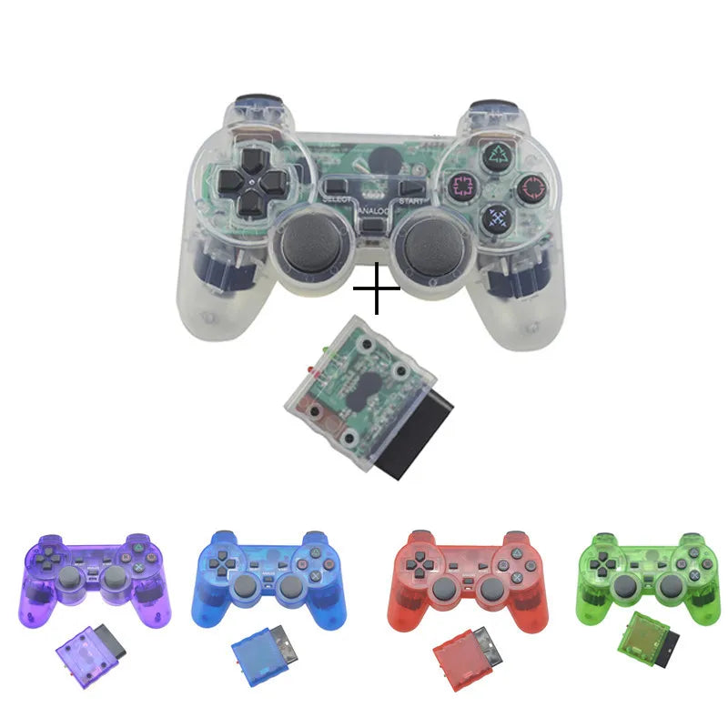 Transparent Color Game Controller For Sony PS2 Wireless gamepad 2.4GHz Vibration Controle Gamepad for Playstation 2