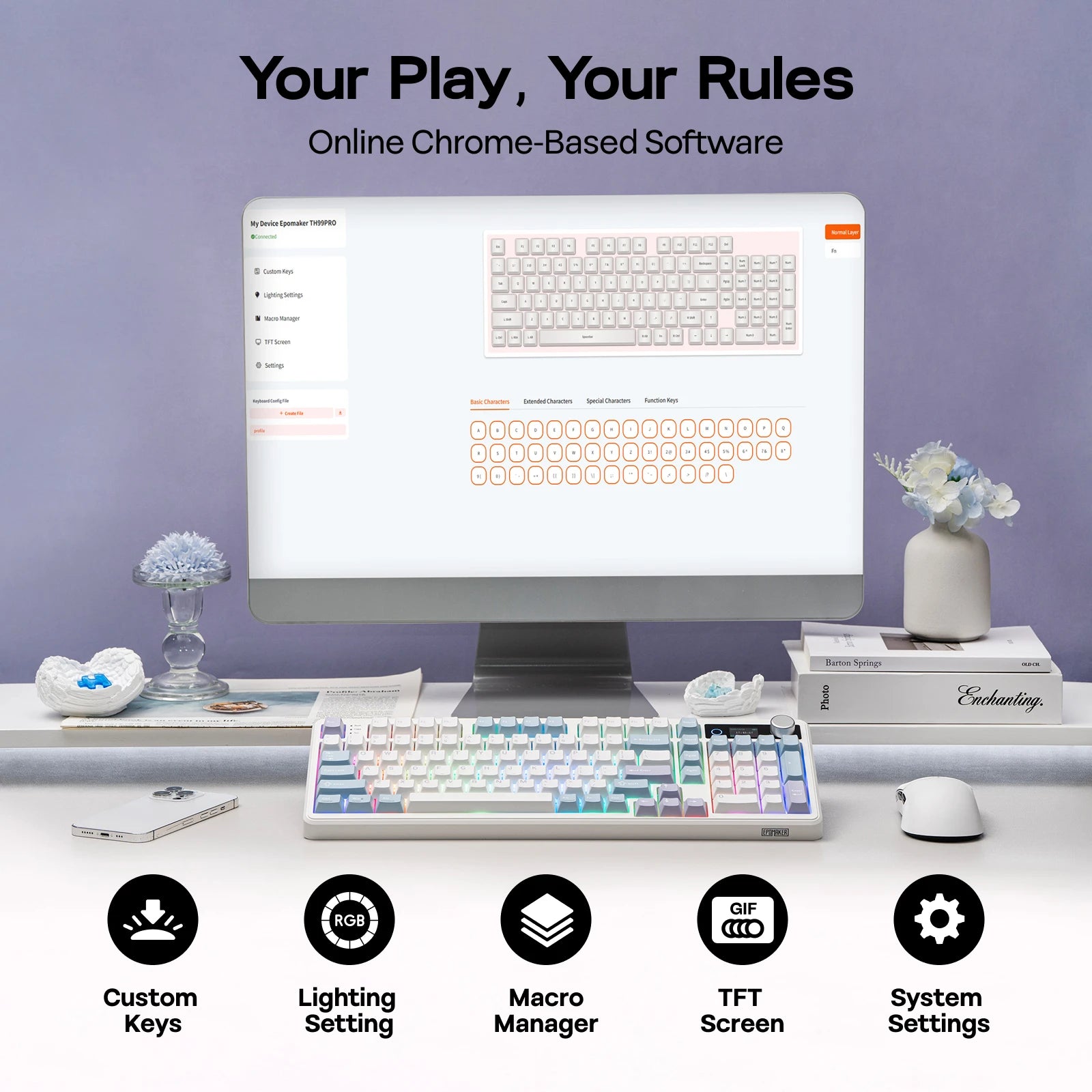 EPOMAKER TH99 PRO 96% ANSI US Layout Hot-Swap Wired/Bluetooth/2.4Ghz Wireless Mechanical Keyboard with 10000mAh for PC/Mac