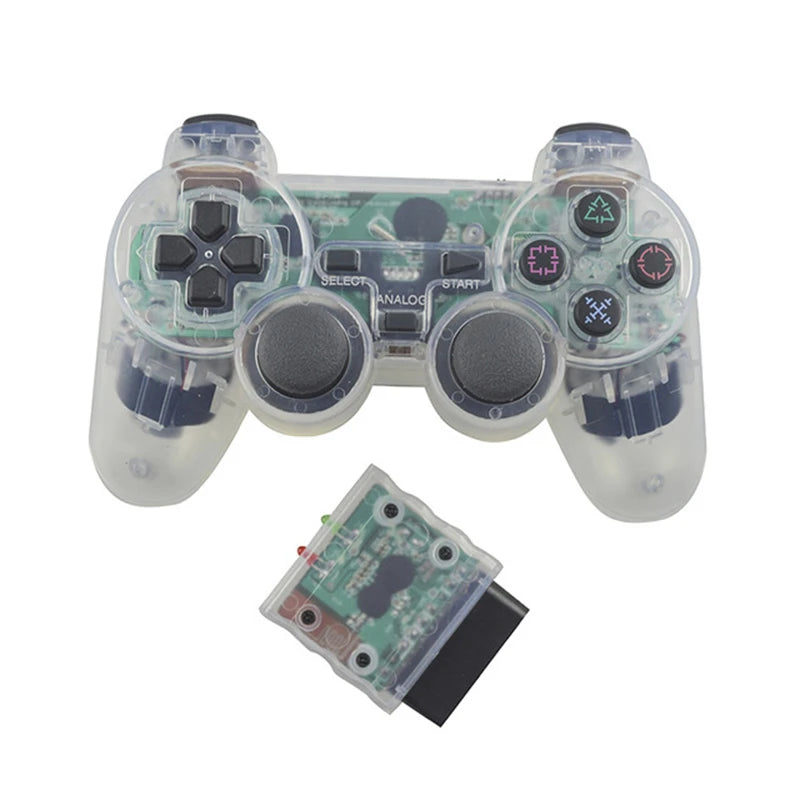 Transparent Color Game Controller For Sony PS2 Wireless gamepad 2.4GHz Vibration Controle Gamepad for Playstation 2